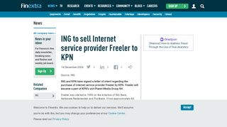 
                            8. ING to sell Internet service provider Freeler to KPN - Finextra Research