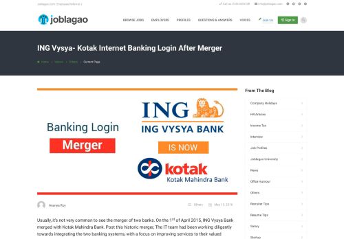 
                            12. ING Vysya- Kotak Internet Banking login after merger – Joblagao.com