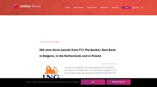 
                            11. ING wins three awards from FT's The Banker: Best Bank in Belgium, in ...