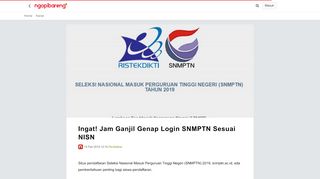 
                            12. Ingat! Jam Ganjil Genap Login SNMPTN Sesuai NISN - Ngopibareng.id