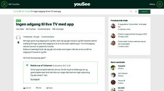 
                            12. Ingen adgang til live TV med app - YouSee Forum