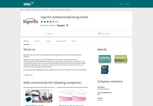 
                            10. Ingentis Softwareentwicklung GmbH als Arbeitgeber | XING ...