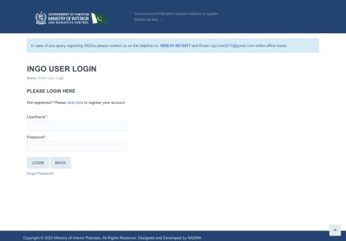 
                            12. INGO login - Ministry of Interior, Pakistan