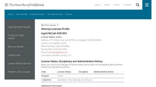 
                            11. Ingrid McCall #281893 - Attorney Search - My State Bar Profile