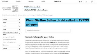 
                            3. Inhalte in TYPO3 selbst anlegen - Universität Konstanz