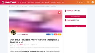 
                            10. Ini 5 Situs Penyedia Auto Followers Instagram Paling Aman - JalanTikus
