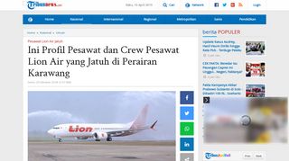 
                            8. Ini Profil Pesawat dan Crew Pesawat Lion Air yang Jatuh di Perairan ...
