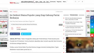 
                            9. Ini Sederet Nama Populer yang Siap Gabung Partai Berkarya