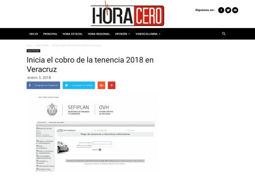 
                            11. Inicia el cobro de la tenencia 2018 en Veracruz | Hora Cero