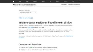 
                            4. Iniciar o cerrar sesión en FaceTime en el Mac - Soporte técnico de Apple