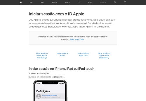 
                            3. Iniciar sessão com o ID Apple - Suporte Apple