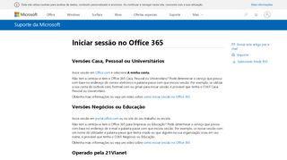 
                            3. Iniciar sessão no Office 365 - Microsoft Support