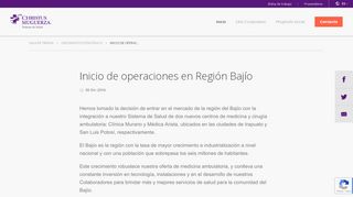 
                            2. Inicio de operaciones en Región Bajío - Sala de Prensa CHRISTUS ...