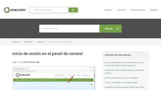 
                            3. Inicio de sesión en el panel de control – Asistencia | One.com