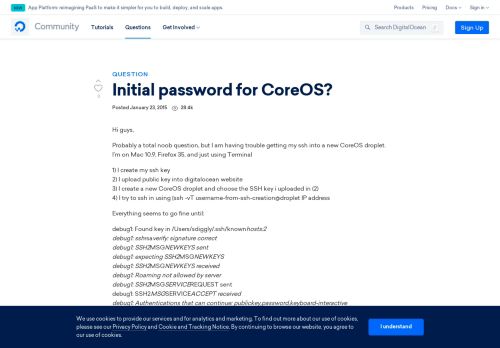 
                            5. Initial password for CoreOS? | DigitalOcean