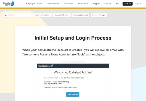 
                            5. Initial Setup and Login Process - Rosetta Stone