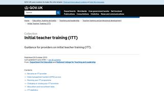 
                            11. Initial teacher training (ITT) - GOV.UK