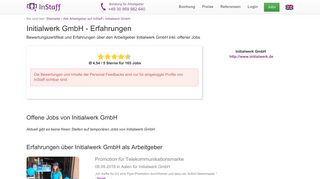 
                            3. Initialwerk GmbH als Arbeitgeber: Erfahrungen & Jobs - InStaff