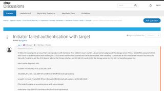 
                            2. Initiator failed authentication with target - Storage - Discussions