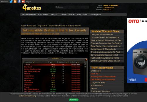 
                            6. Inkompatible Realms in Battle for Azeroth - 4Fansites