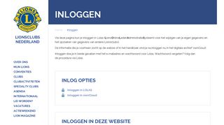 
                            3. Inlog opties - Lions Club Nederland