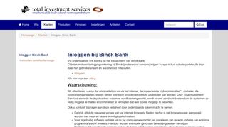 
                            13. Inloggen bij Binck Bank - Total Investment Services