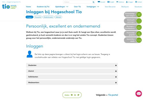 
                            3. Inloggen bij Tio: (oud)-studenten, medewerkers & sollicitanten