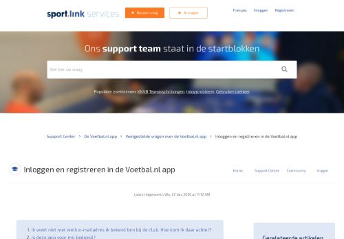 
                            2. Inloggen en registreren in de Voetbal.nl app - Sportlink