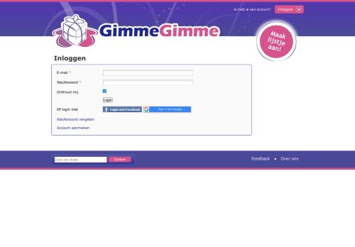 
                            4. Inloggen - GimmeGimme.nl