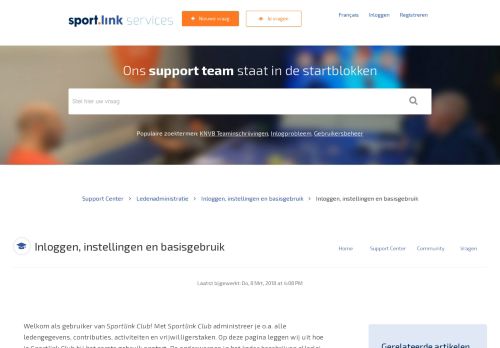 
                            2. Inloggen, instellingen en basisgebruik - Sportlink