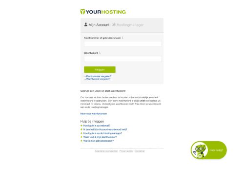 
                            3. Inloggen op Mijn Account, Hostingmanager & MijnWebsite - Yourhosting