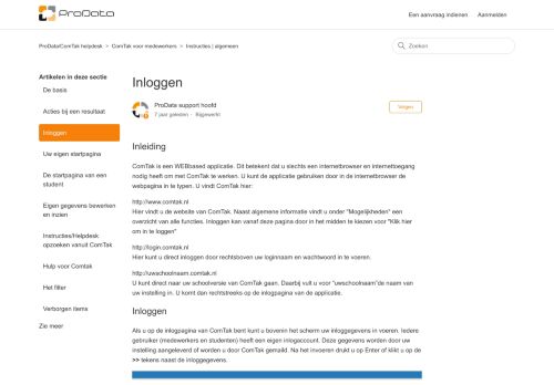 
                            8. Inloggen – ProData/ComTak helpdesk