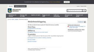 
                            2. Inloggning First Class, E-portal och EPi - Västerviks kommun