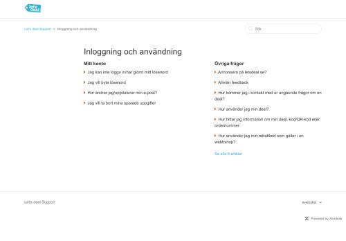 
                            8. Inloggning och användning – Let's deal Support