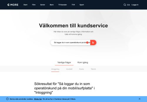 
                            10. Inloggning - Streama på C More