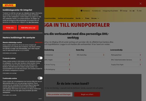 
                            3. Inloggning till portalen - DHL