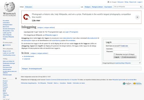 
                            11. Inloggning – Wikipedia