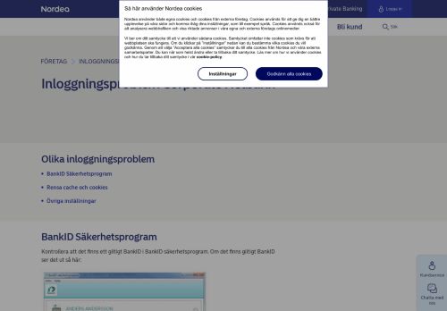 
                            3. Inloggningsproblem Corporate Netbank | Nordea.se