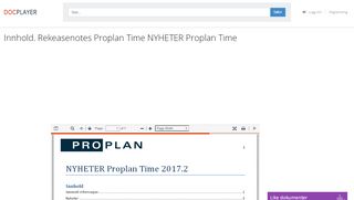 
                            11. Innhold. Rekeasenotes Proplan Time NYHETER Proplan Time - PDF