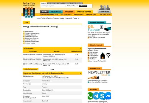 
                            12. innogy Internet & Phone 16 (Analog) - Alle Tarifdetails auf teltarif.de!