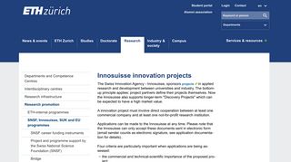 
                            8. Innosuisse innovation projects | ETH Zurich