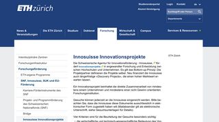 
                            7. Innosuisse Innovationsprojekte | ETH Zürich