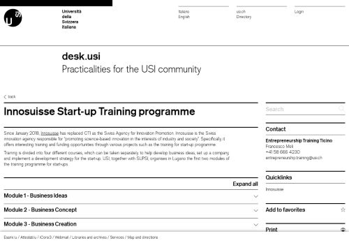 
                            10. Innosuisse Start-up Training programme | USI Desk