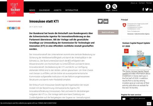 
                            12. Innosuisse statt KTI Startupticker.ch | The Swiss Startup News channel