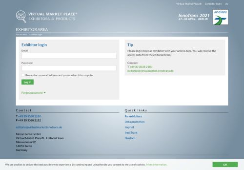 
                            1. InnoTrans - Exhibitor login