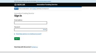 
                            8. Innovation Funding Service: Sign in
