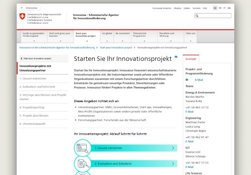 
                            1. Innovationsprojekt - Innosuisse