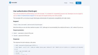 
                            6. Inoreader Developers - User authentication (ClientLogin)