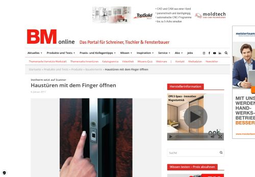 
                            8. Inotherm setzt auf Scanner. Haustüren mit dem Finger öffnen - BM online