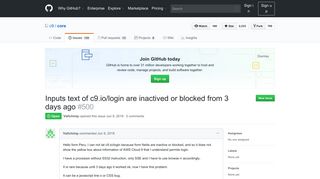 
                            5. Inputs text of c9.io/login are inactived or blocked from 3 days ago ...